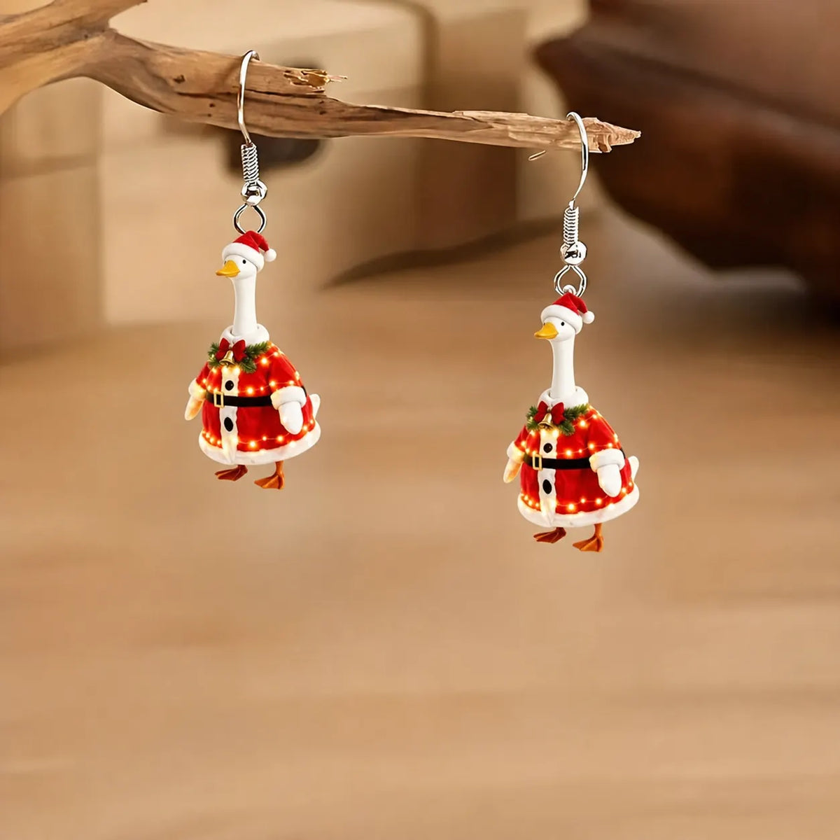 Christmas Santa Goose Dangle Earrings