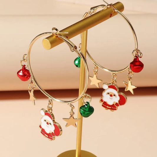 Santa Claus Christmas Tree Star Earrings