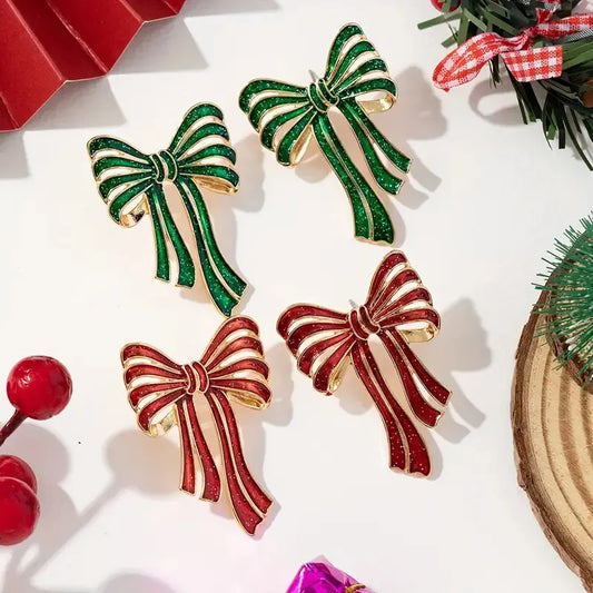 Bow Drop Oil Earrings