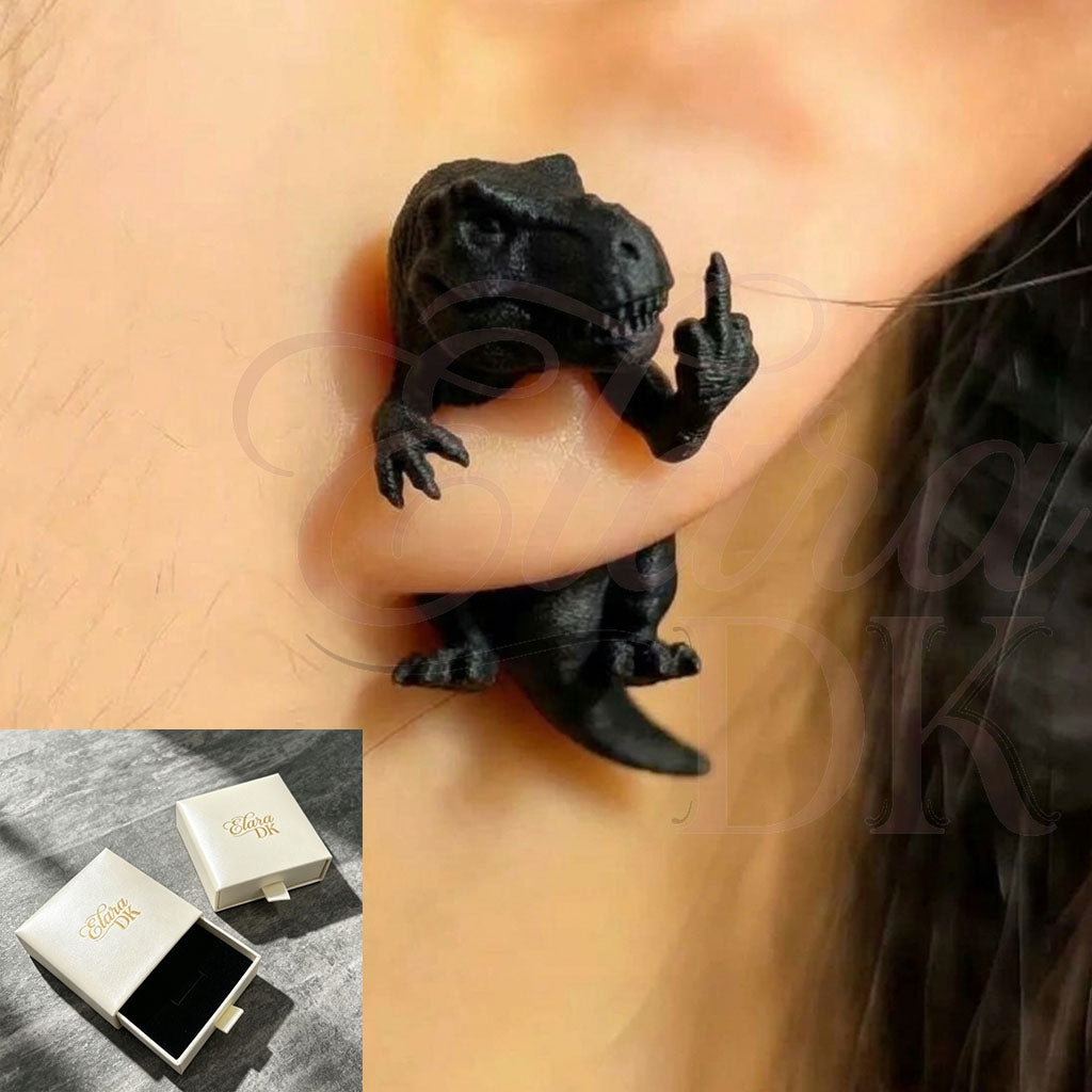 3D Tyrannosaurus Middle Finger Earring