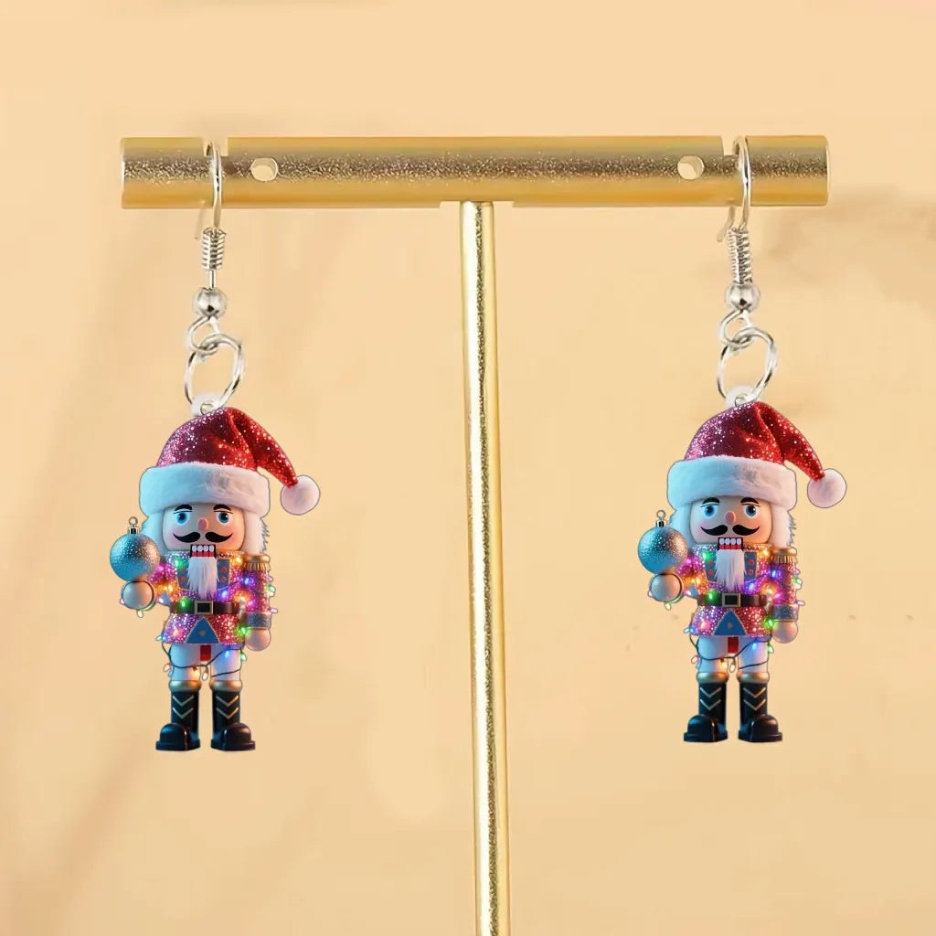 Christmas Nutcracker With Santa Hats Earrings