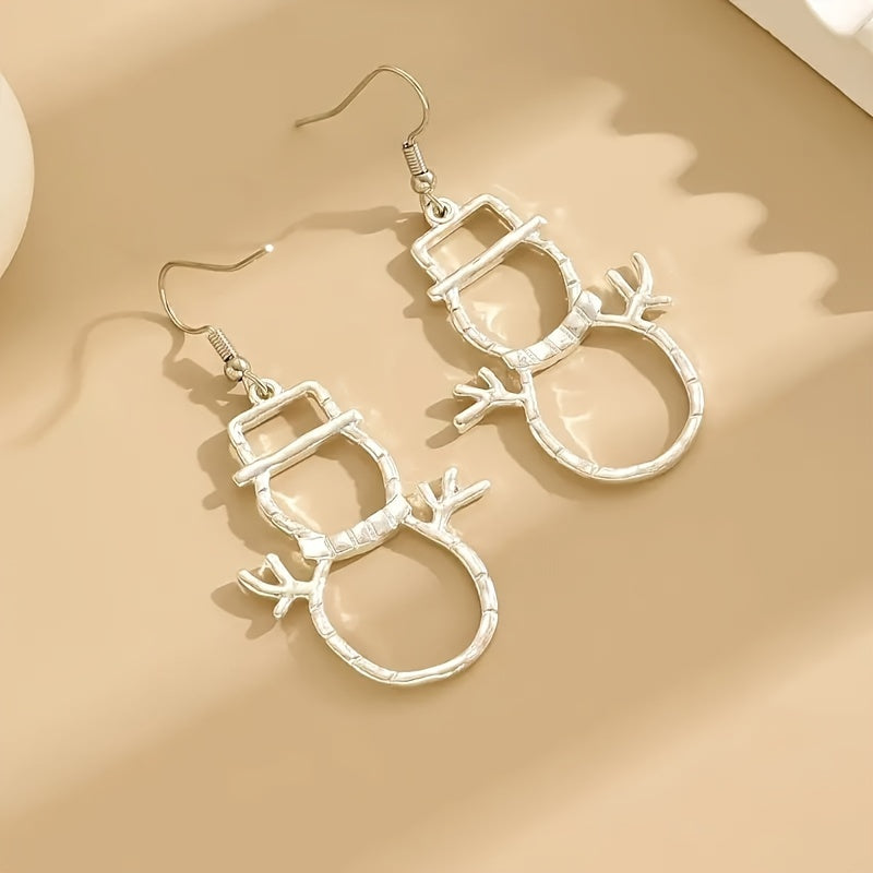 Unique Snowman Pendant Earrings