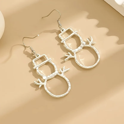 Unique Snowman Pendant Earrings