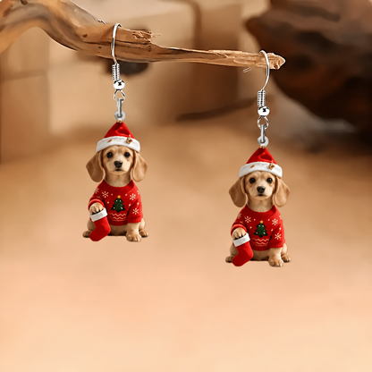 Dachshund Christmas Sweater Dangle Earrings