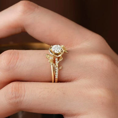 Golden Wrapped Flower Ring