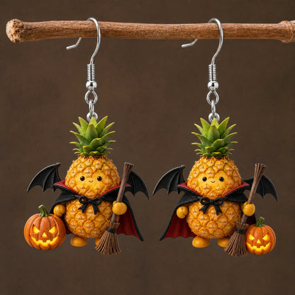 Vampire Pineapple Halloween Pumpkin Earrings
