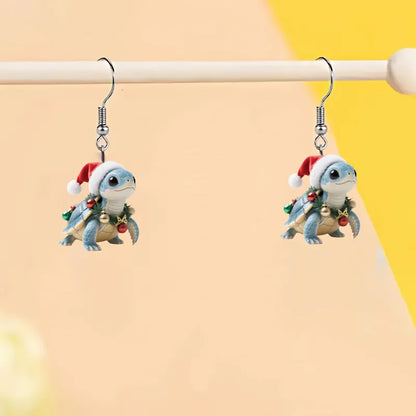 Christmas Turtle Pattern Earrings Wearing Christmas Outfits