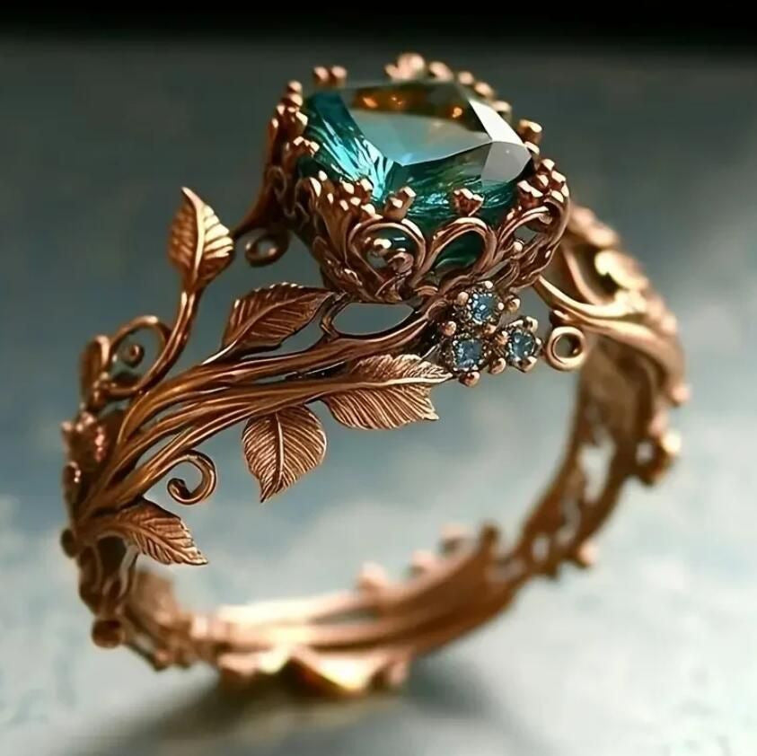 Gold And Blue Nature-Inspired Gemstone Ring