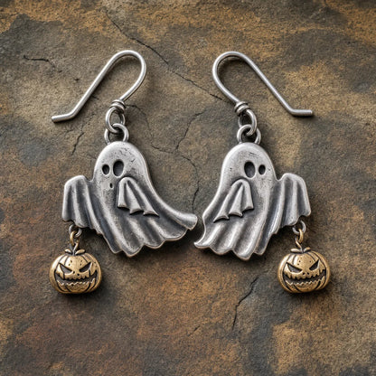 Vintage Ghost Pumpkin Drop Earrings