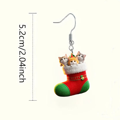 Christmas Stockings Cat Earrings