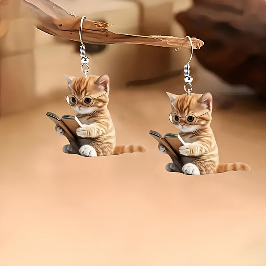Christmas Fun Cartoon Cute Cat Acrylic Earrings