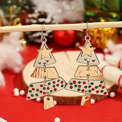 🎄Mixed Metal Christmas Tree Drop Earrings