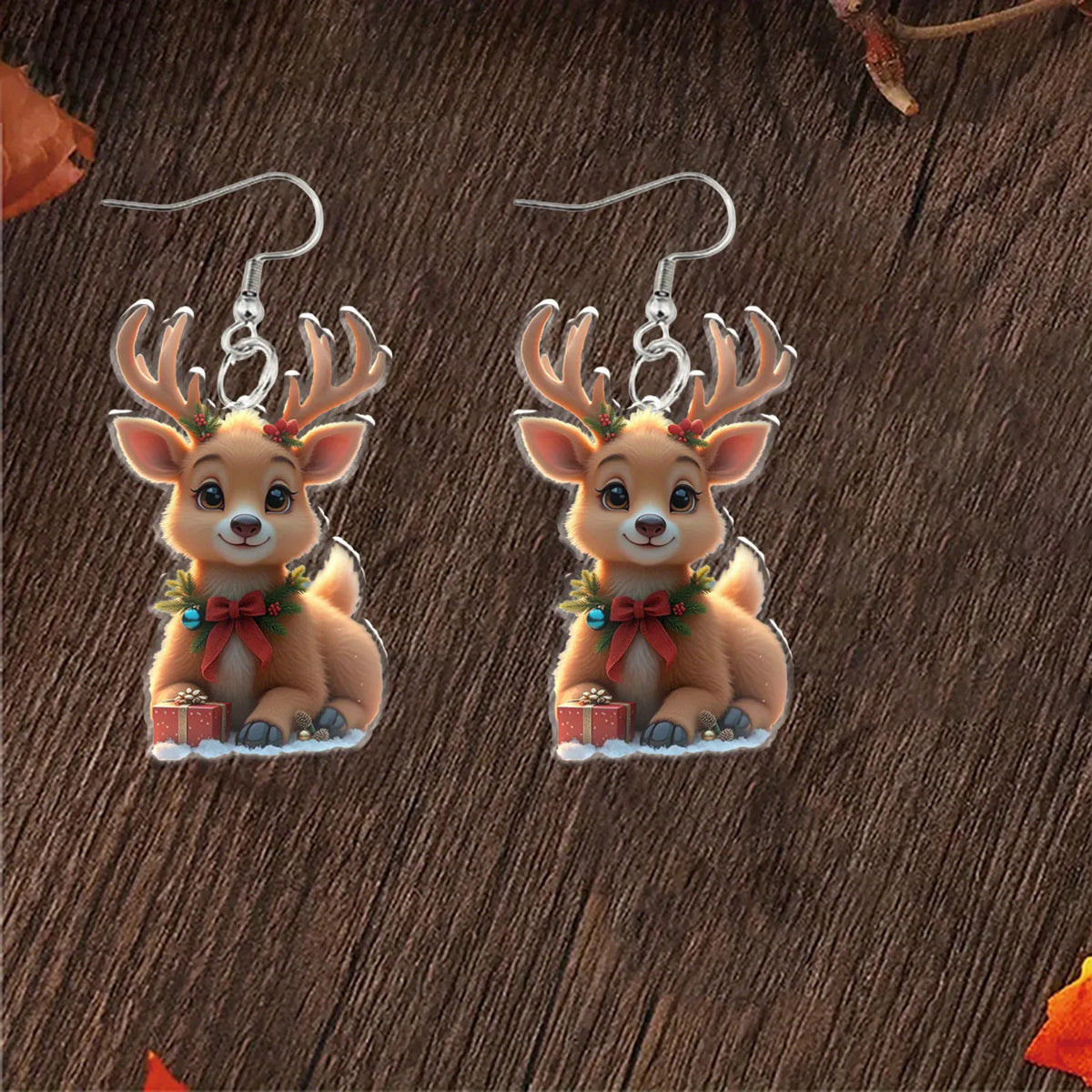Christmas Deer with Gift Boxes Earrings