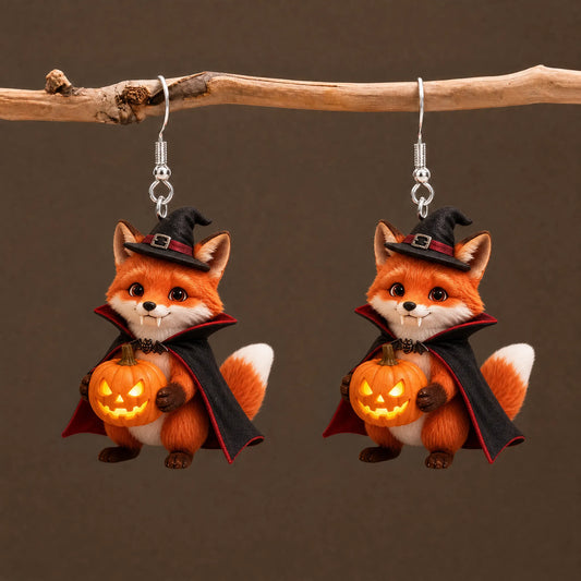 Halloween Vampire Fox Pumpkin Earrings