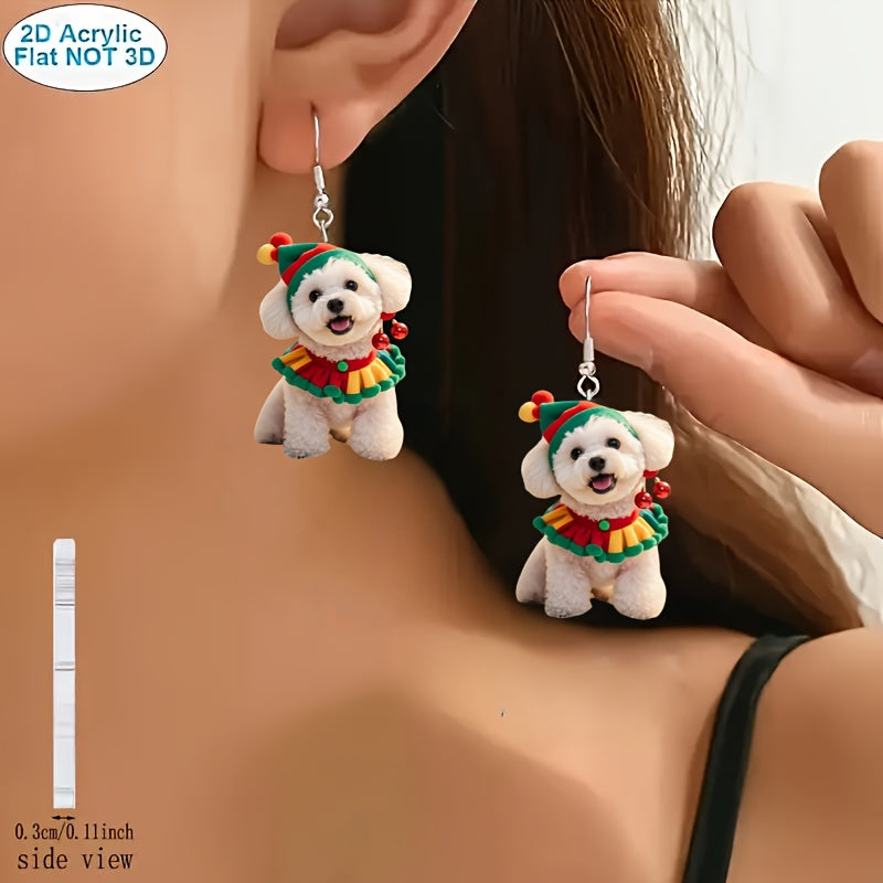 Christmas Cute Bichon Pattern Earrings