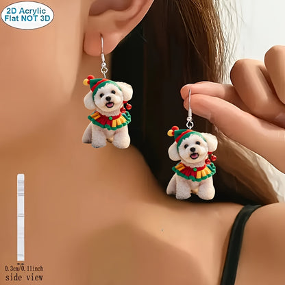 Christmas Cute Bichon Pattern Earrings