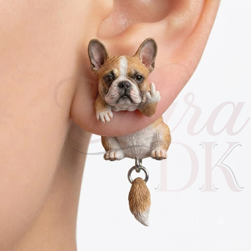 French Bulldog Middle Finger Earring