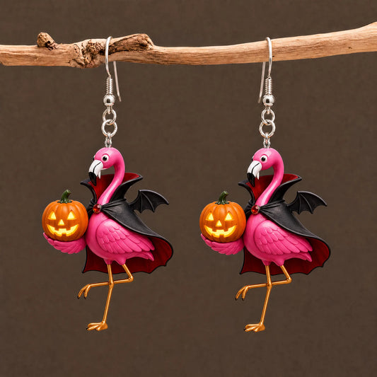 Vampire Flamingo Pumpkin Halloween Earrings