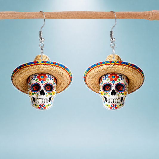 Day Of The Dead Sugar Skull Dangle Earrings