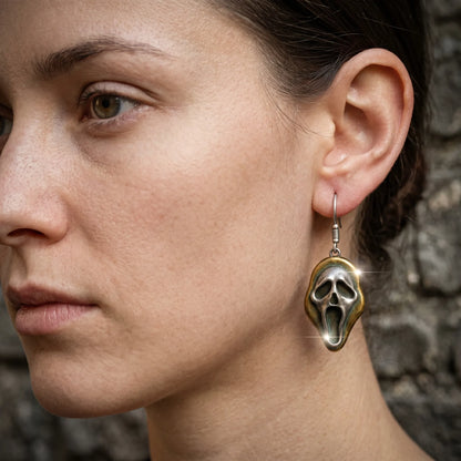 Vintage Screaming Ghost Mask Dangle Earrings