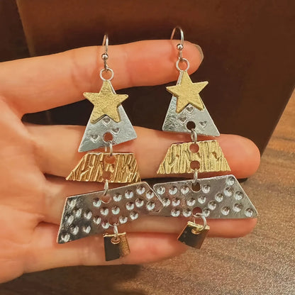 🎄Mixed Metal Christmas Tree Drop Earrings