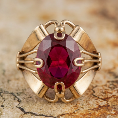 Vintage Golden Garnet Zirconia Ring