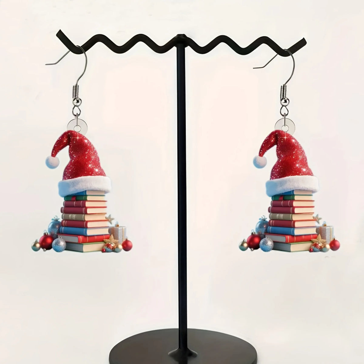 Christmas Hat, Book Earrings