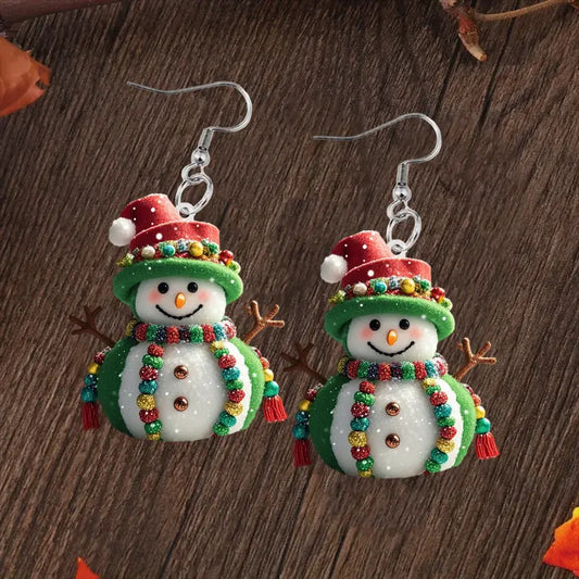 Christmas Snowman Acrylic Earrings