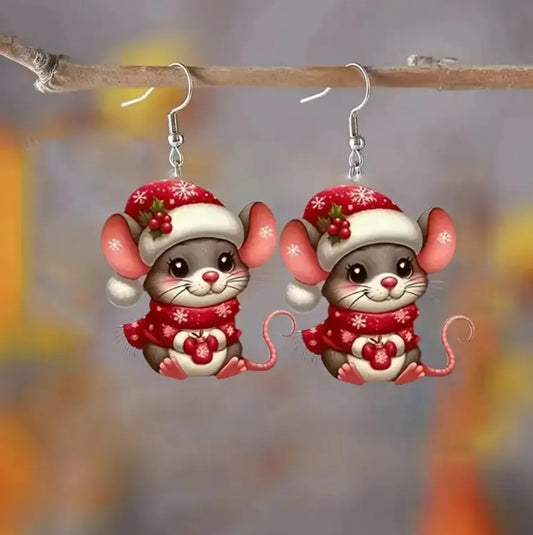 Christmas Charming Retro Mouse Earrings