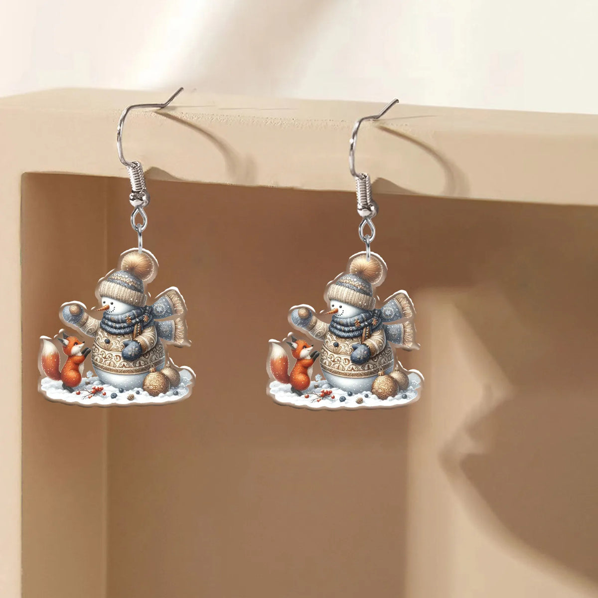 Christmas Cute Snowman & Fox Earrings