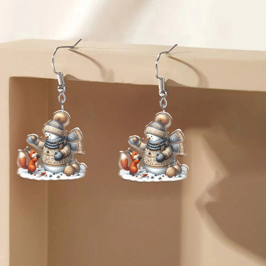 Christmas Cute Snowman & Fox Earrings