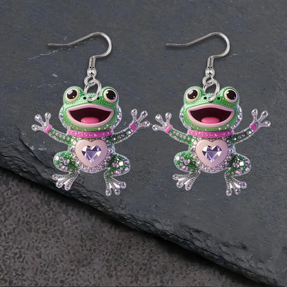 Women'S Sparkling Frog Pendant Earrings