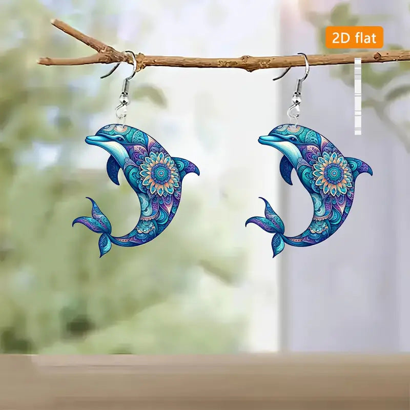 Christmas Blue Dolphin Earrings