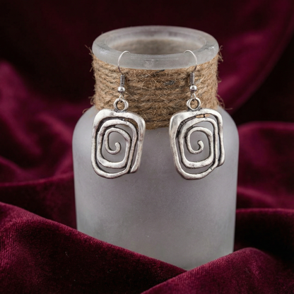 Spiral Boho Earrings in Silver
