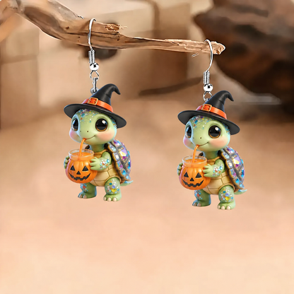 Glitter Shell Turtle Dangle Earrings
