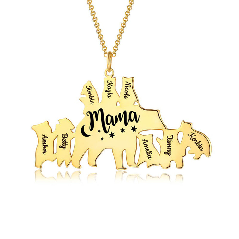 Custom 1-8 names Personalized Mama Bear Necklace for Mom