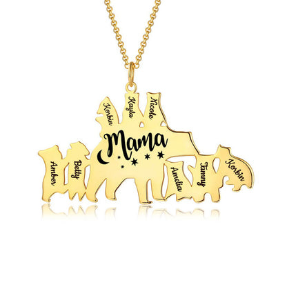 Custom 1-8 names Personalized Mama Bear Necklace for Mom