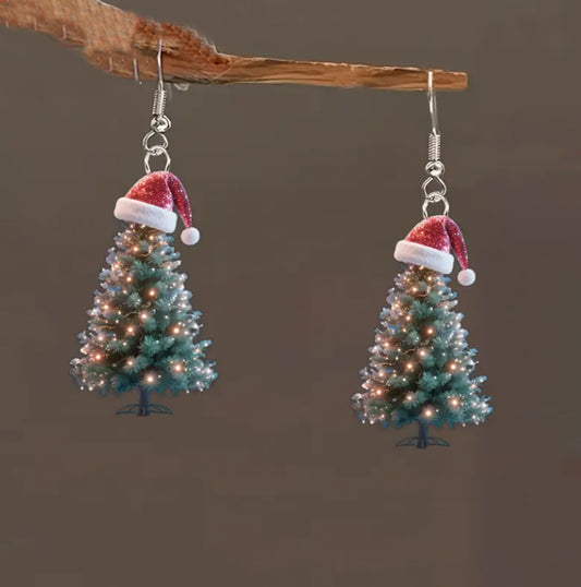 Christmas Tree Cute Hat Earings