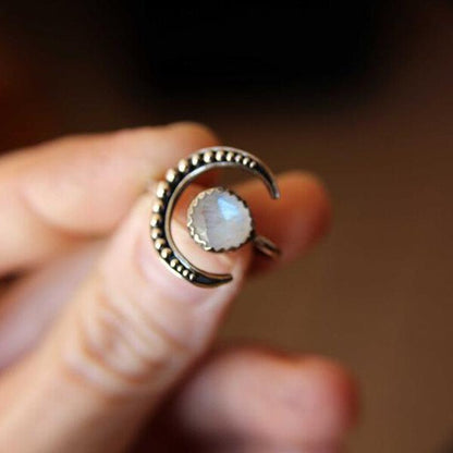Faceted Moonstone Adjustable Ring