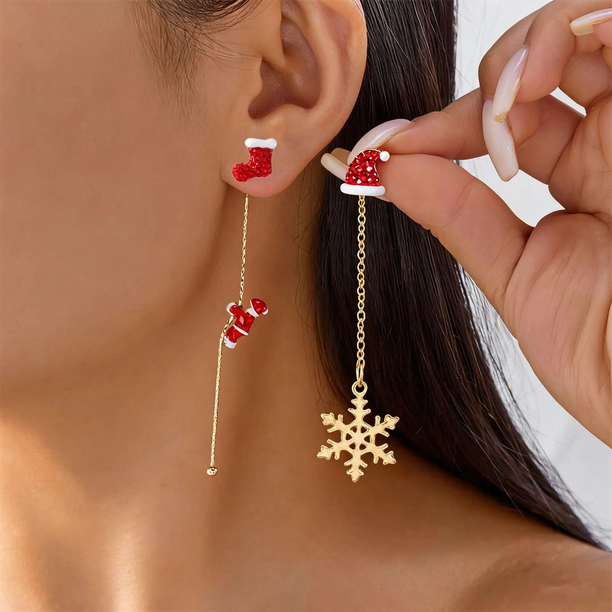 Santa Claus Asymmetrical Earrings