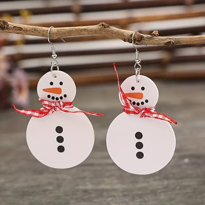 Vintage Style Christmas Snowman Dangle Earrings
