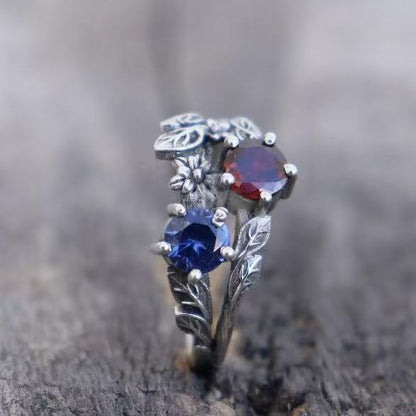 Red And Blue Zircon Ring