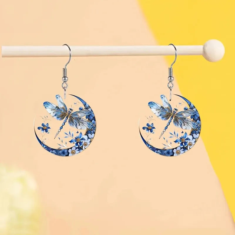 Christmas Blue Dragonfly Earrings