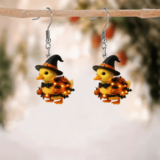 Halloween Witch Duck Dangle Earrings