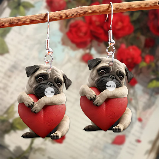 Cute Acrylic Pug Dog Earrings