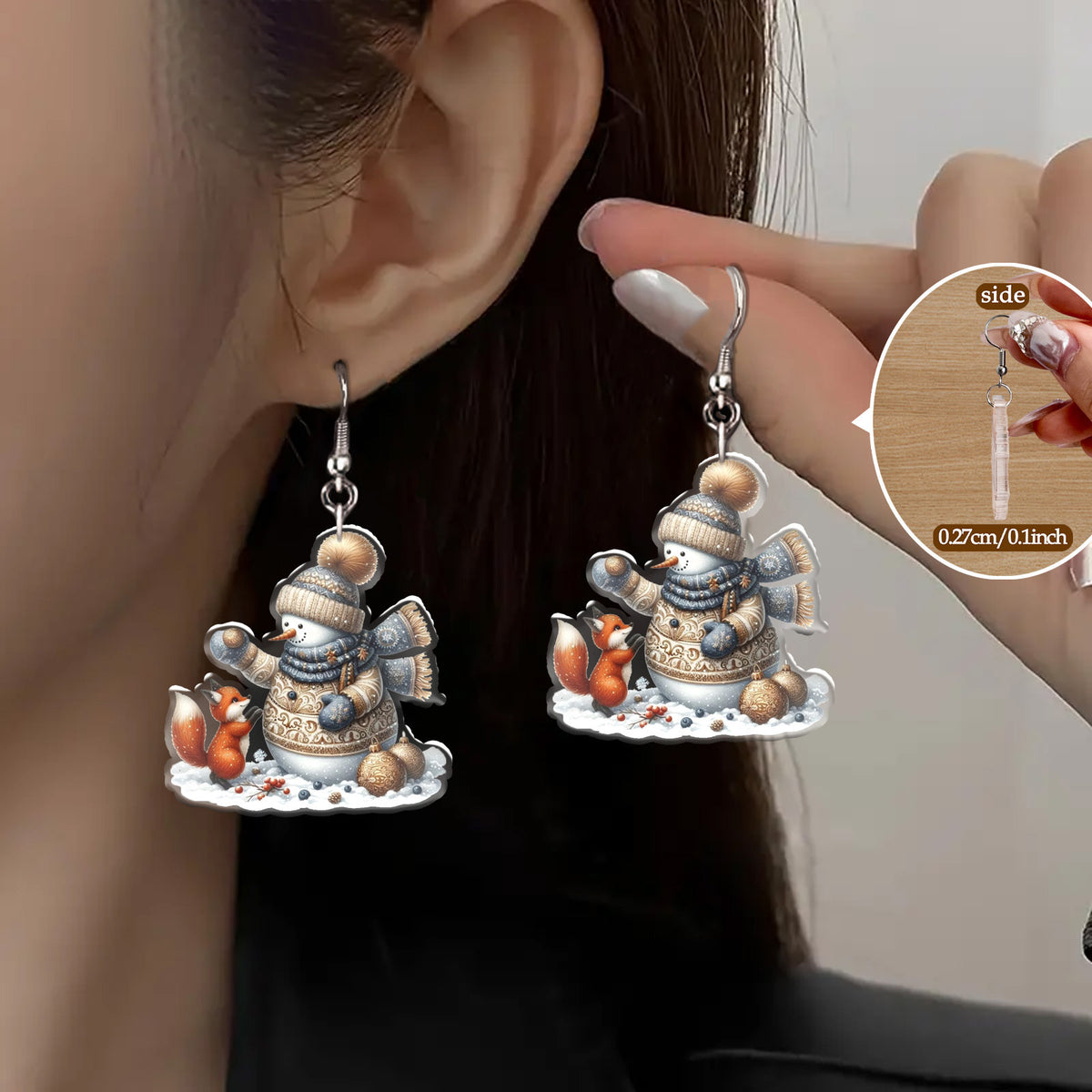 Christmas Cute Snowman & Fox Earrings