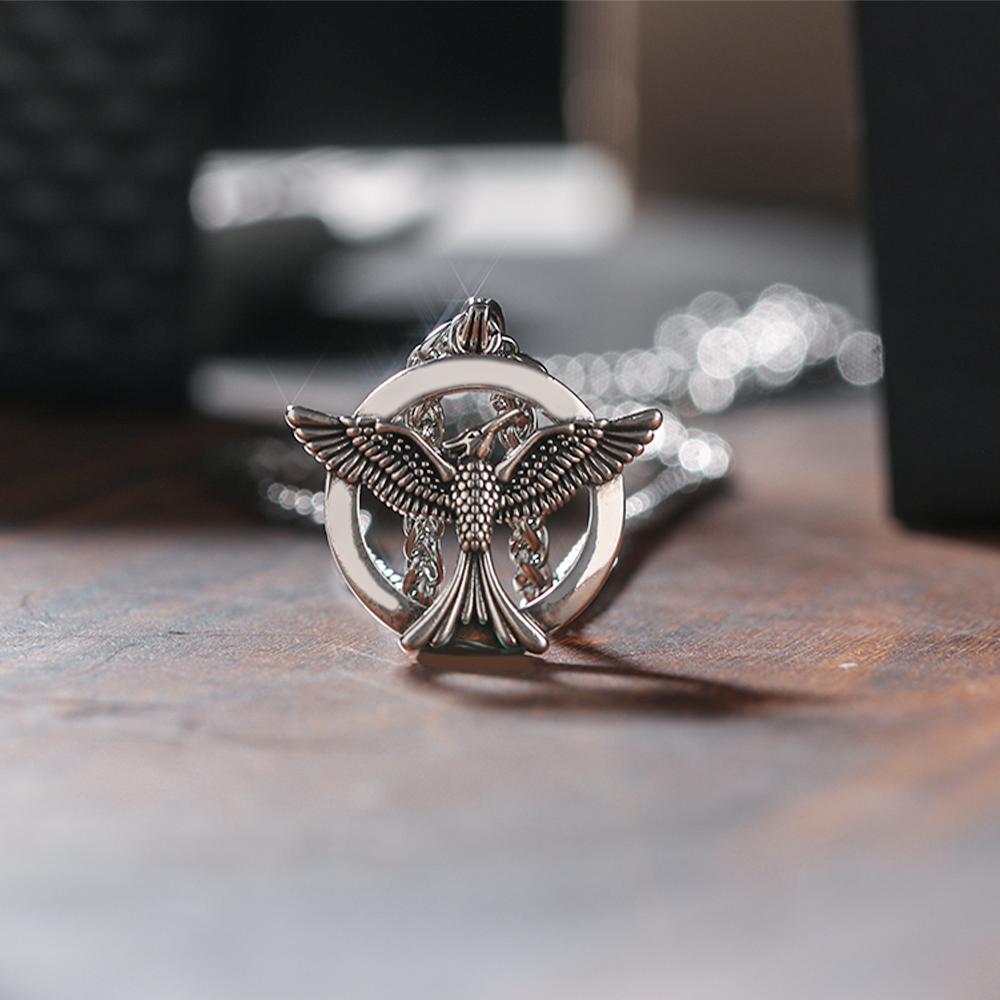 S925 The Fire Inside Me Burns Brighter Than The Fire Around Me Circle Phoenix Necklace For Men