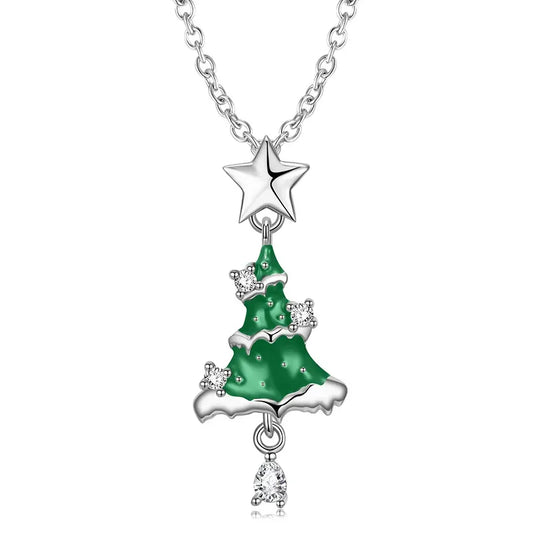 Christmas Tree Pendant Stars Necklace