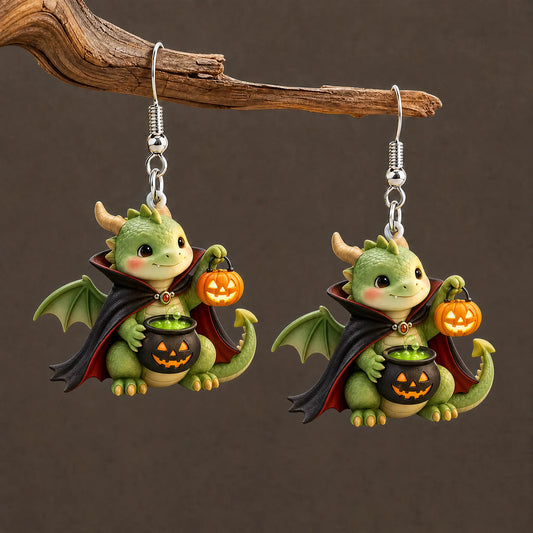 Vampire Dragon Halloween Cauldron Earrings