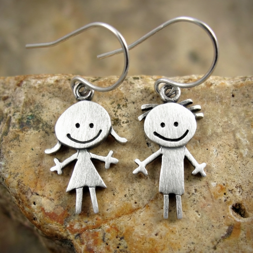 Vintage Happy Boy & Girl Earrings